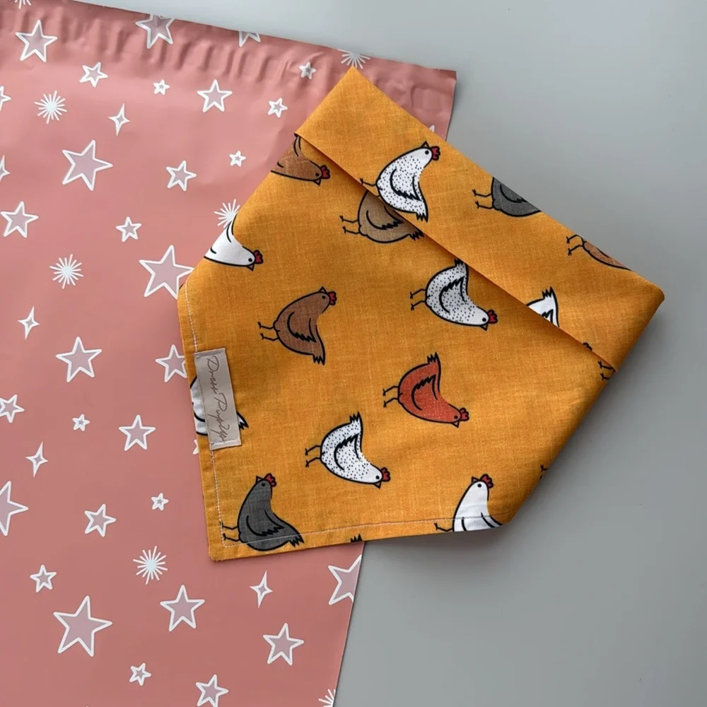 Dog bandana with fun chicken print